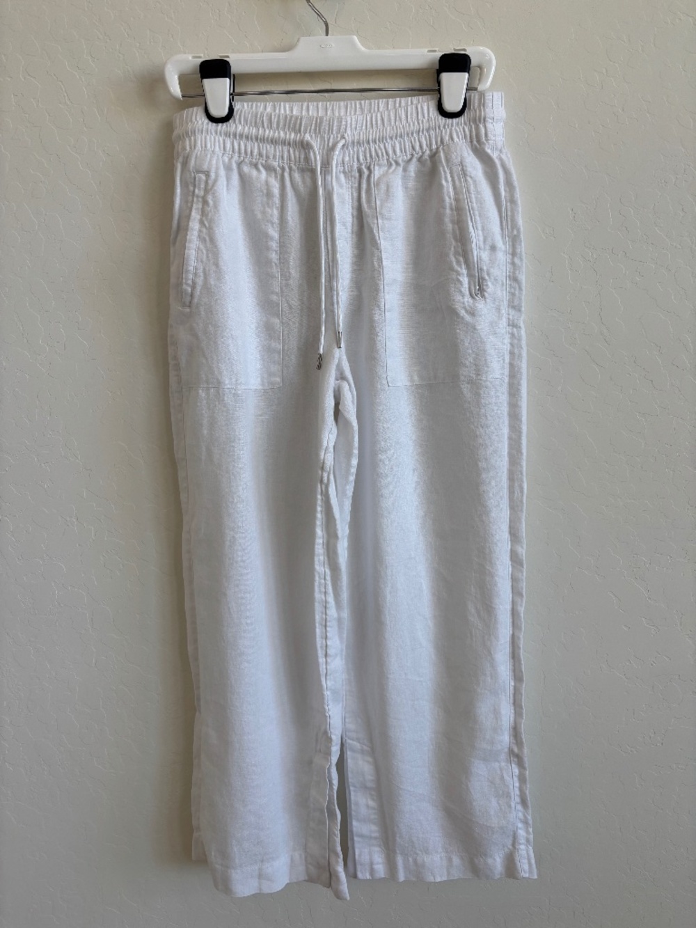 Athleta Retreat White Linen Wide Leg Pants Size Medium,Coastal , Boho, Vacation
